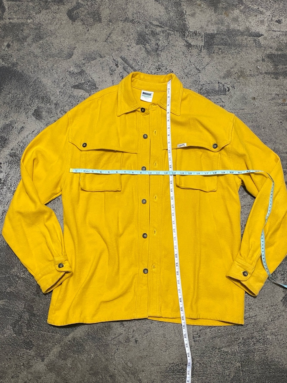 Yellow Button-Up Shacket with Chest Pockets